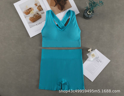 Women Fashion Casual Solid Color Camisole Sports Shorts Set