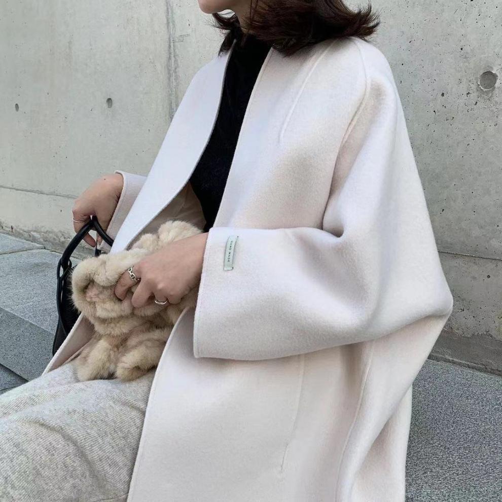 Abrigo informal elegante básico de invierno para mujer, color liso
