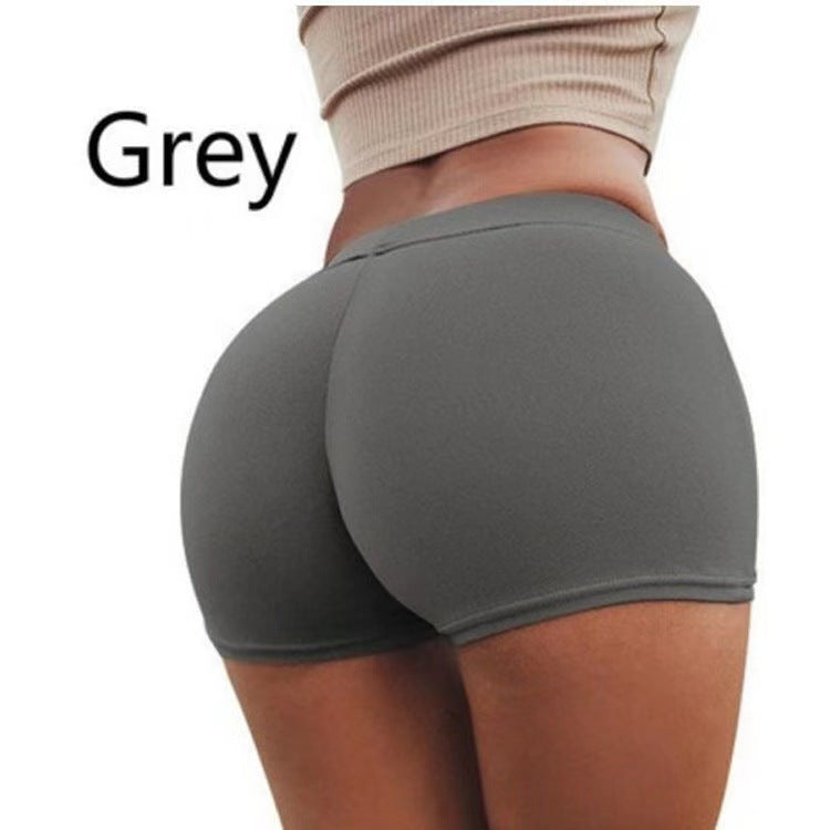 Bóxer ajustado elástico de color sólido informal para mujer, pantalones cortos anti-running