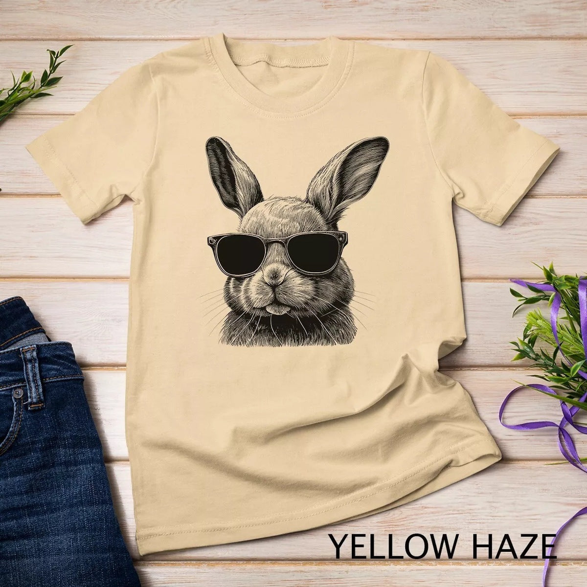 Camiseta holgada informal con estampado de conejo de Pascua para mujer