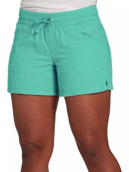 Women Casual Solid Color Plus Size High Waist Pocket Shorts