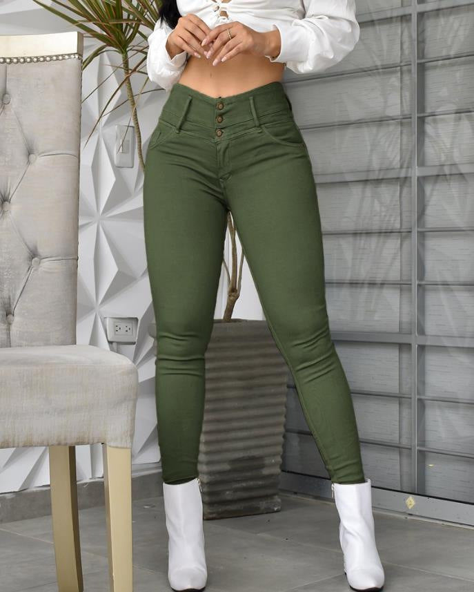 Women Fashion Casual High Waist Tight Pants