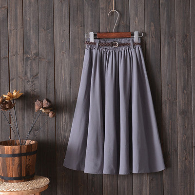 Women Solid Color High Waist Loose Casual Simple Skirt