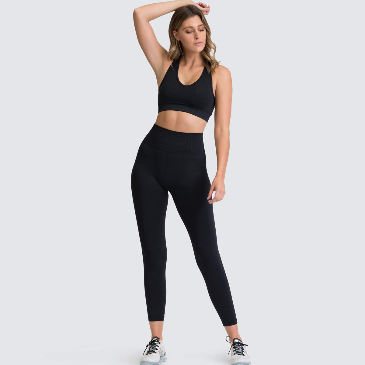 Conjunto deportivo de 2 piezas para mujer, informal, de color sólido, sin mangas, con pantalones ajustados