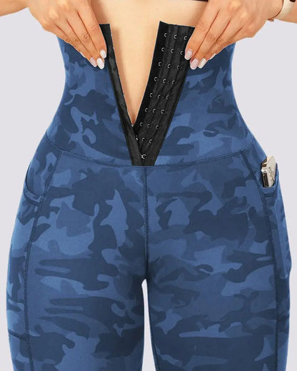 Women Fashion Casual Tight Tie-Dye High-Waist Pocket Yoga Pants