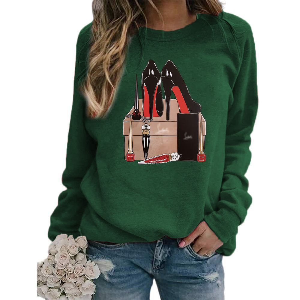 Sudadera con capucha de manga larga y cuello redondo con estampado informal a la moda para mujer