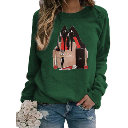 Sudadera con capucha de manga larga y cuello redondo con estampado informal a la moda para mujer
