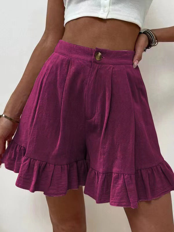 Women Fashion Casual Loose Wide Leg High Waist Shorts
