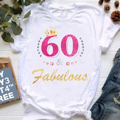 Camiseta informal de manga corta con letras de cumpleaños para mujer, talla grande