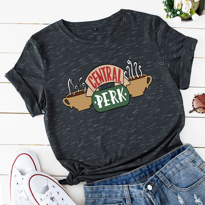 Camiseta informal de manga corta de Central Perk para mujer