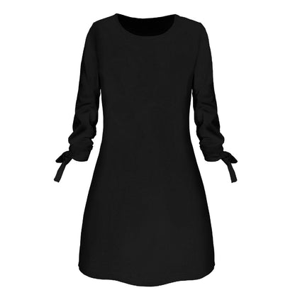Women Basic Autumn Solid Color Casual Round Neck Dress
