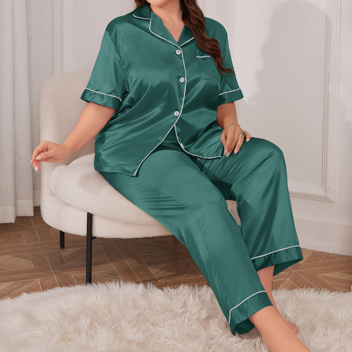 Conjunto de pijama informal de dos piezas de moda para mujer de talla grande