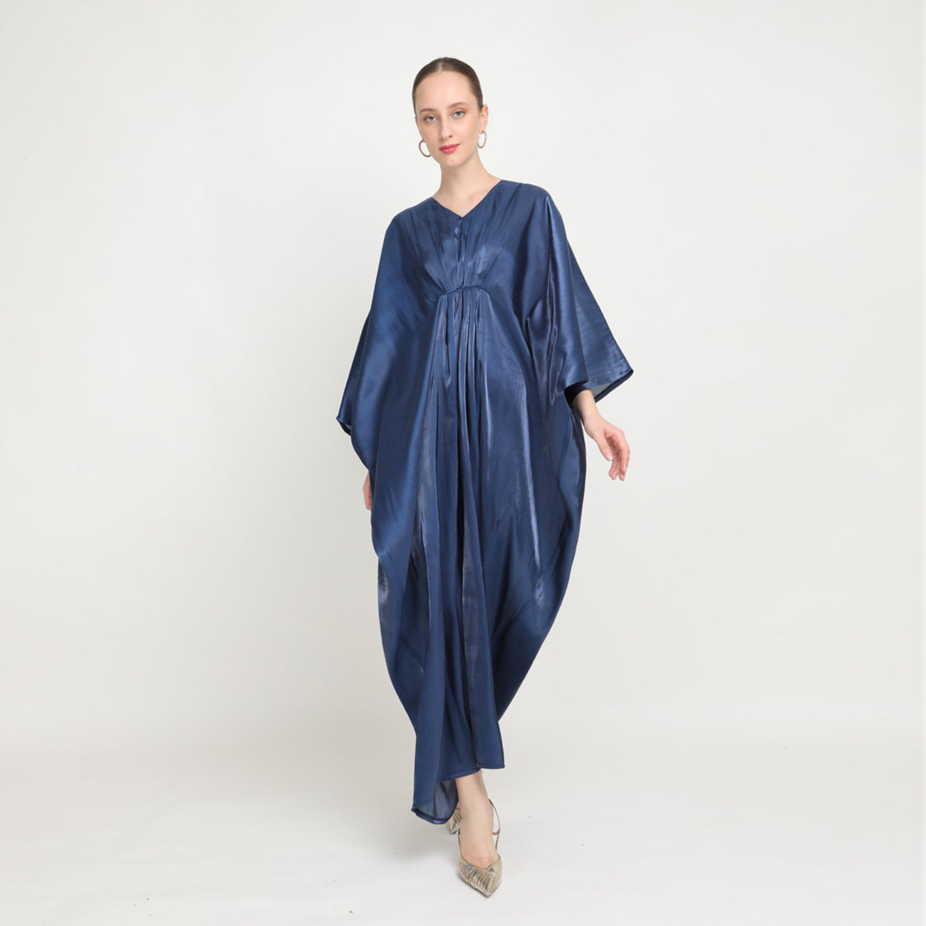 Women Casual Loose Solid Color Abaya Long Sleeve Maxi Dress