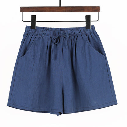 Women Linen Cotton Linen Sports Casual Wide Leg Shorts
