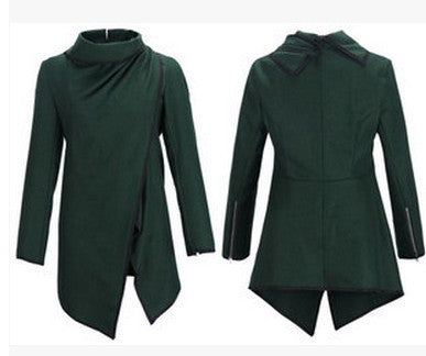 Women Fashion Casual Long Sleeve Heap Collar Irreguar Surplice Coat