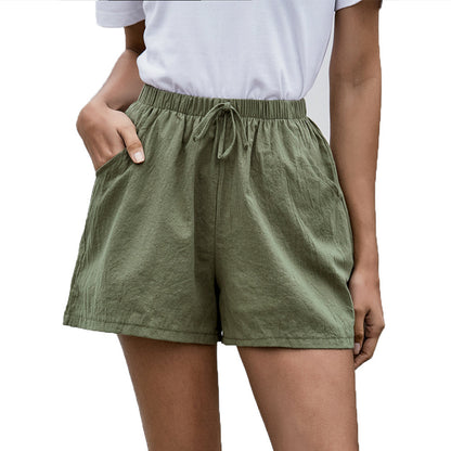 Women Fashion Casual Solid Color Loose Wide Leg Shorts