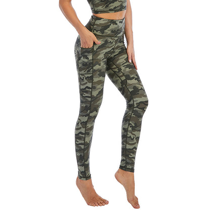 Leggings de yoga informales de cintura alta con estampado de leopardo y bolsillo de secado rápido para mujer