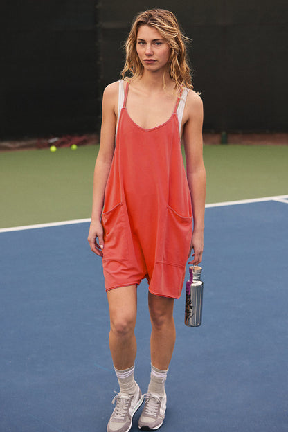 Summer Women Casual Pocket Strap Rompers