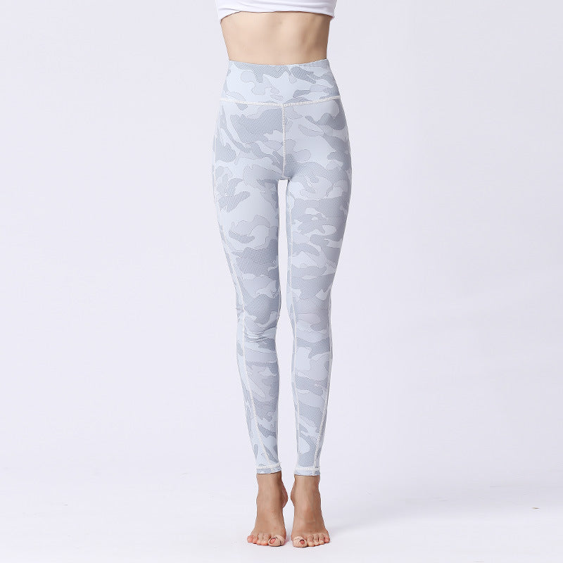 Women Casual High Waist Floral Printed Quick Drying Camouflage Yoga Leggings