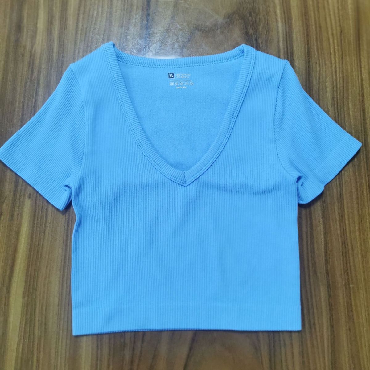 Women Fashion Casual Solid Color V-Neck Short-Sleeve Seamless Yoga Sports T-Shirt