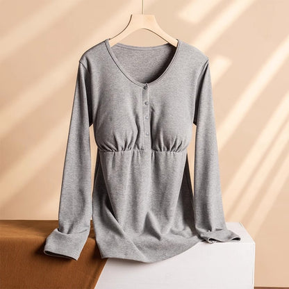 Pregnant Women Fashion Casual Warm Stripe Printed Long Sleeve Top
