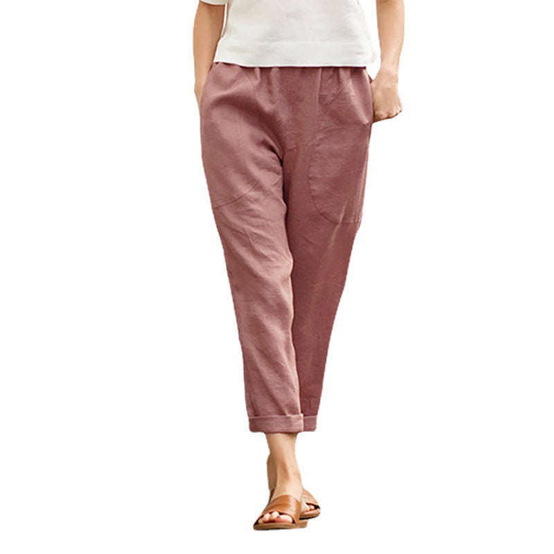 Women Basic Solid Color Casual Pants Straight Pants
