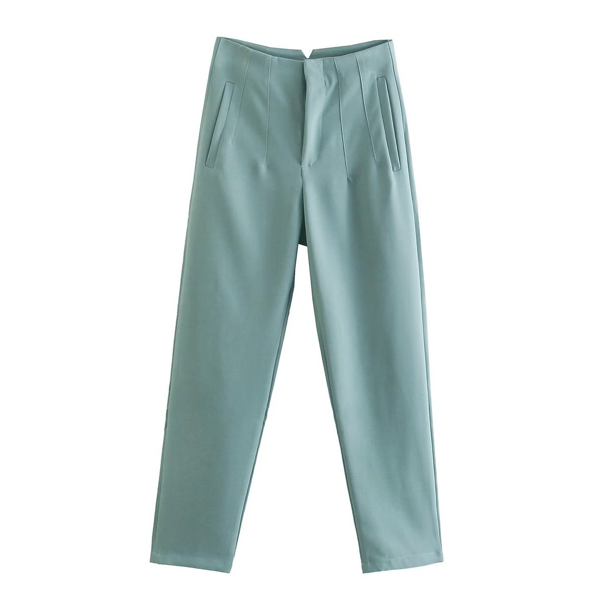 Women Fashion Casual Solid Color High Waist Pants