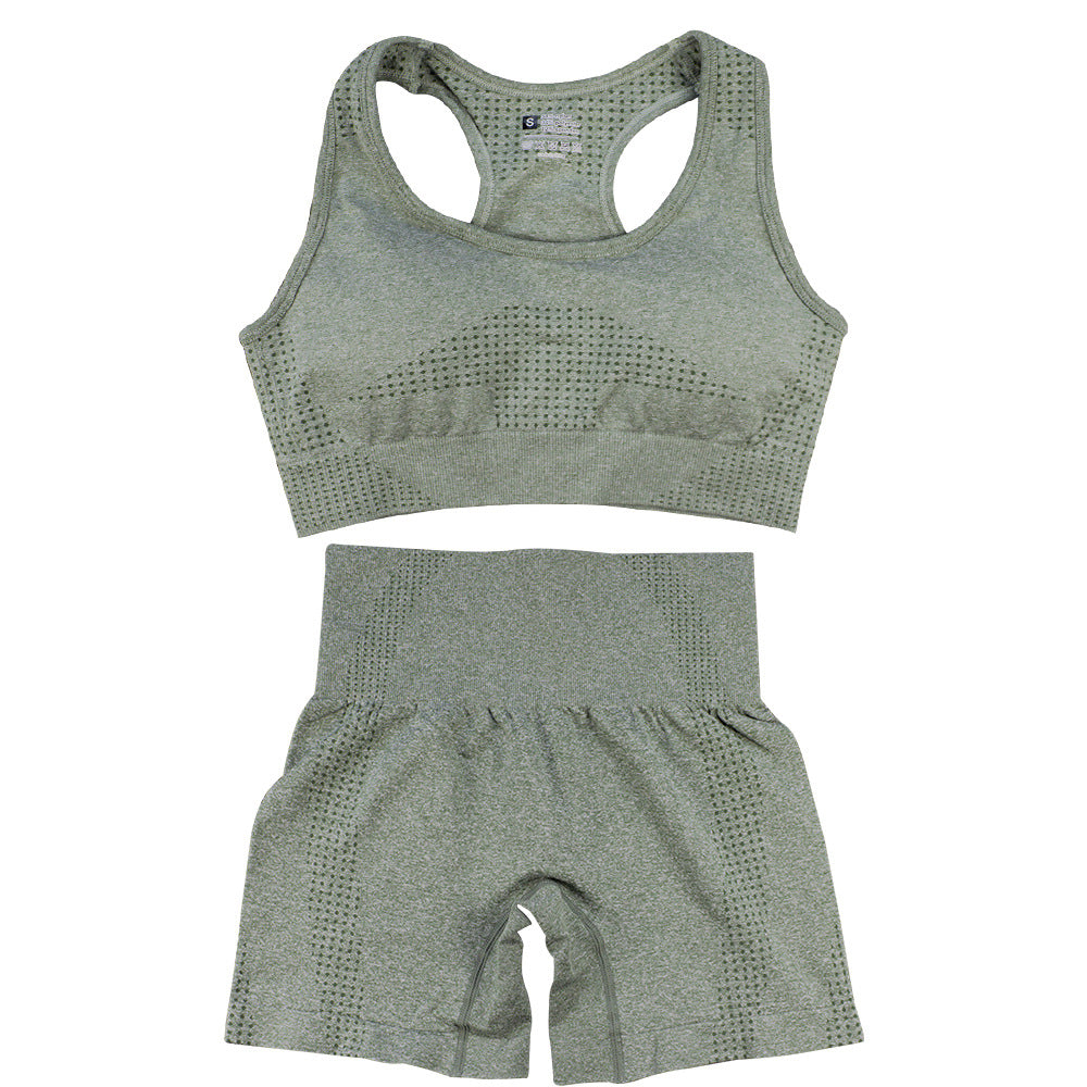 Conjunto deportivo de 2 piezas para mujer, informal, ajustado, de color sólido, con cuello en U, sin mangas y pantalones cortos