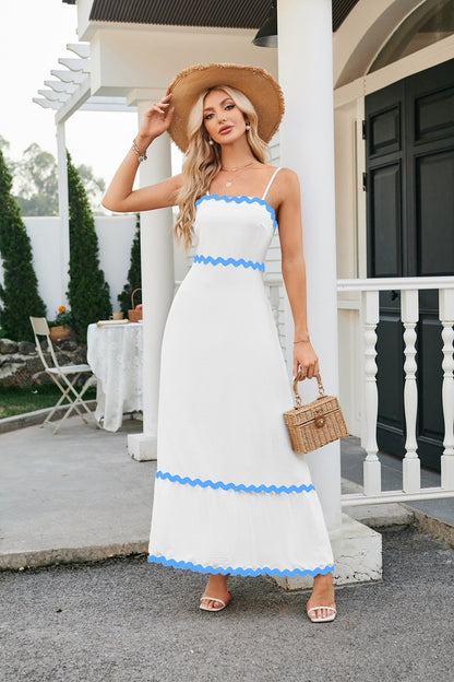 Vestido largo informal de verano con bloques de color y ondas para mujer