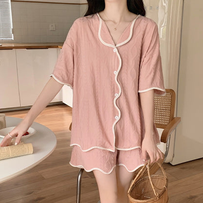 Conjunto de pijama informal de manga corta y pantalones cortos para mujer