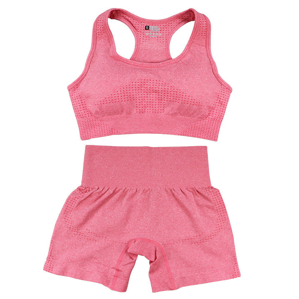 Conjunto deportivo de 2 piezas para mujer, informal, ajustado, de color sólido, con cuello en U, sin mangas y pantalones cortos