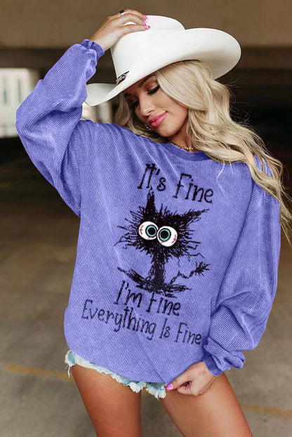 Sudadera informal de manga larga con cuello redondo y estampado de letras para mujer