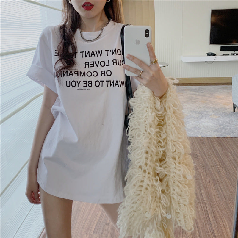 Camiseta básica informal de verano para mujer, holgada, con estampado de sonrisas y manga corta