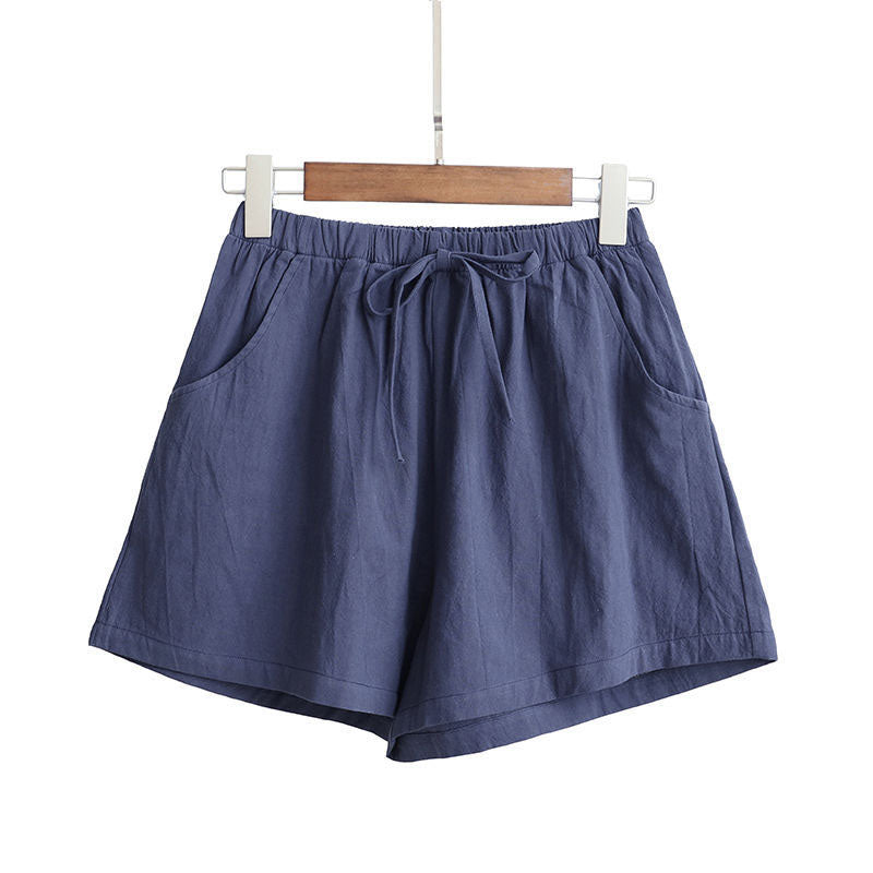 Women Casual Loose High Waist Solid Color Wide-Leg Shorts