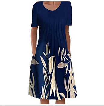 Vestido informal de manga corta con estampado floral para mujer