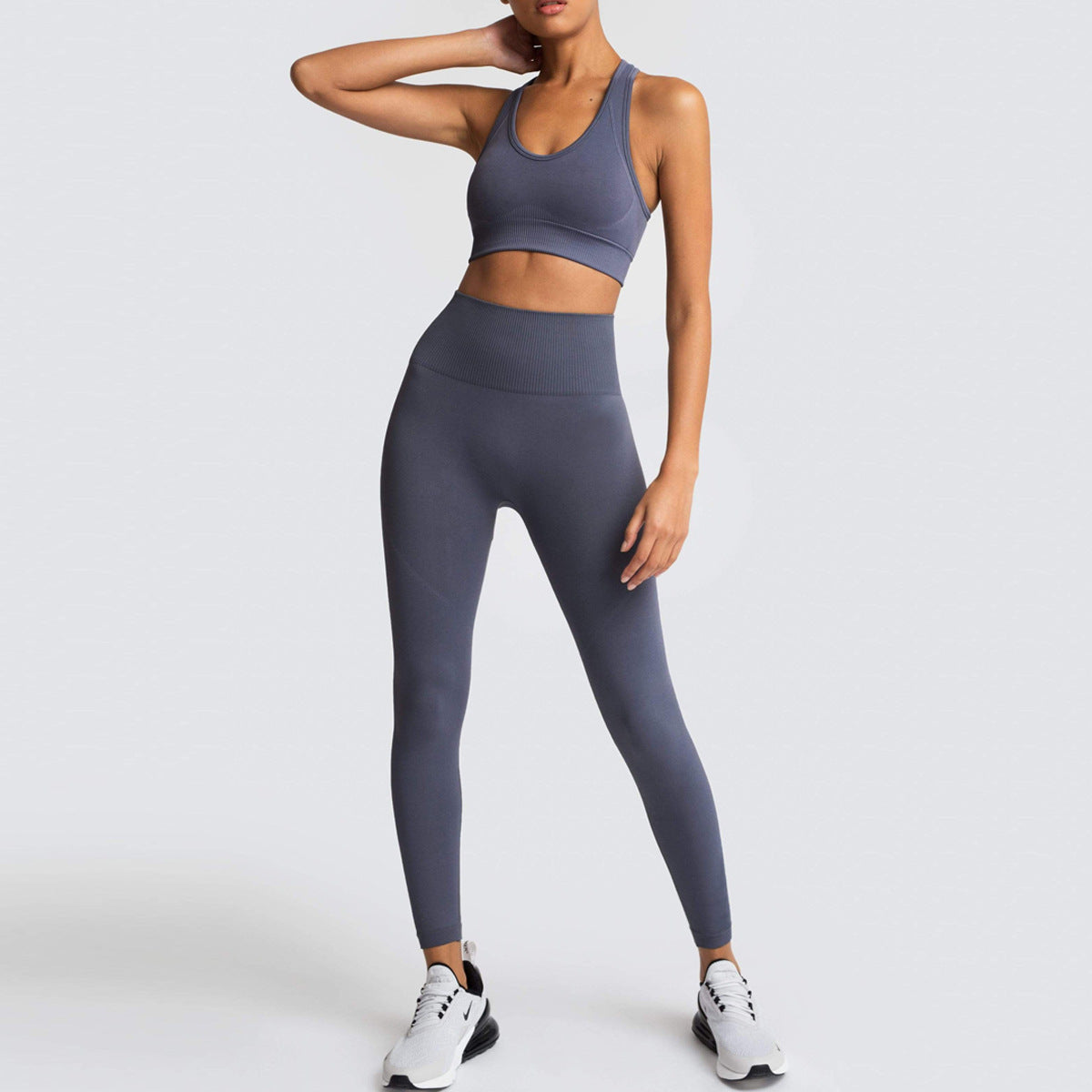 Conjunto deportivo de 2 piezas para mujer, informal, de color sólido, sin mangas, con pantalones ajustados