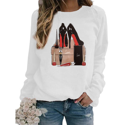 Sudadera con capucha de manga larga y cuello redondo con estampado informal a la moda para mujer