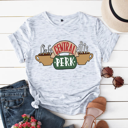 Camiseta informal de manga corta de Central Perk para mujer