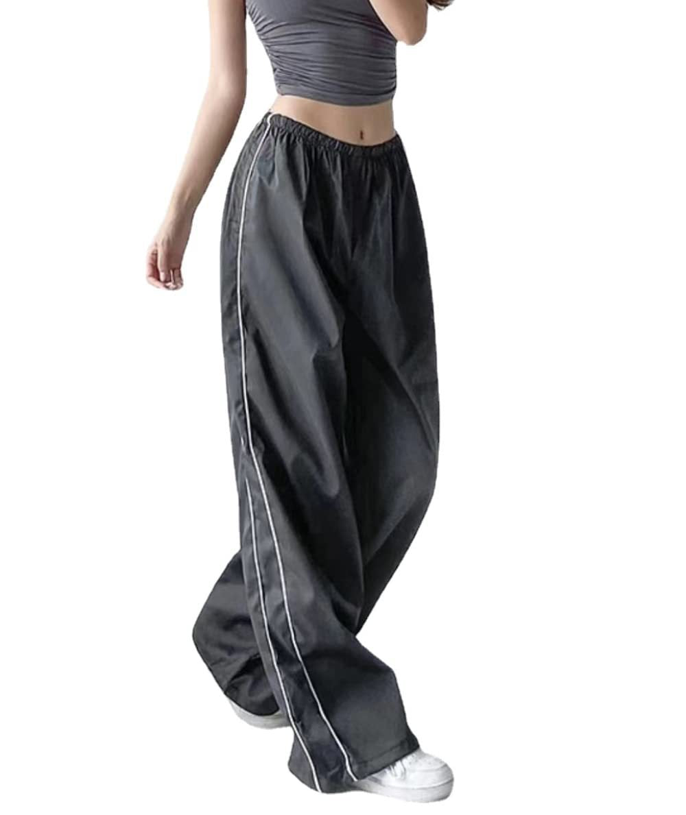Women Personaliy Sides Drawstring Casual Elastic Waist Long Pants