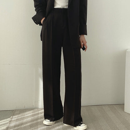Women Solid Color Temperament Long Sleeve One Breasted Blazer And Casual Pants