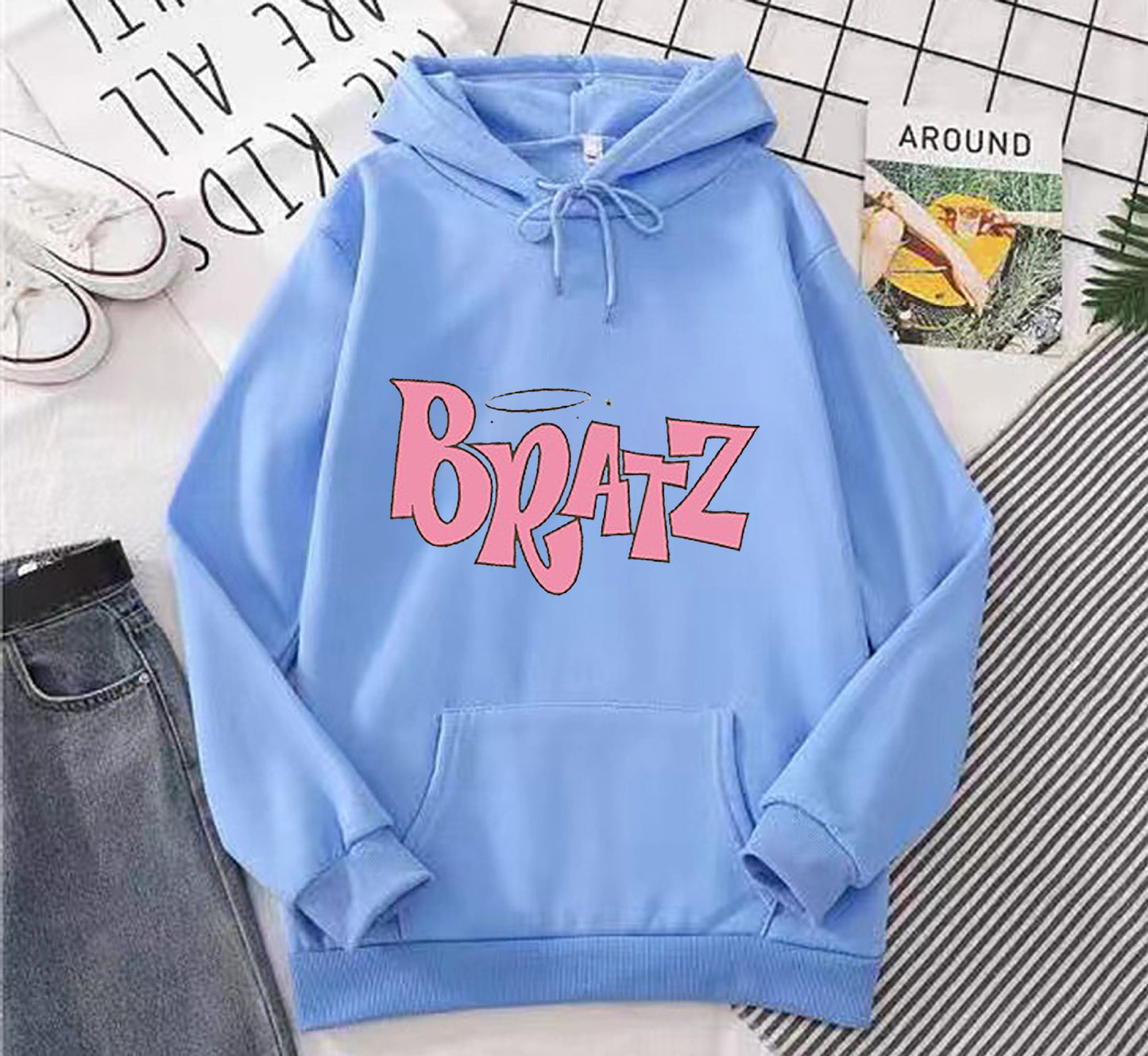 Sudadera con capucha de forro polar con estampado de letras para hombre y mujer, moda informal de otoño e invierno