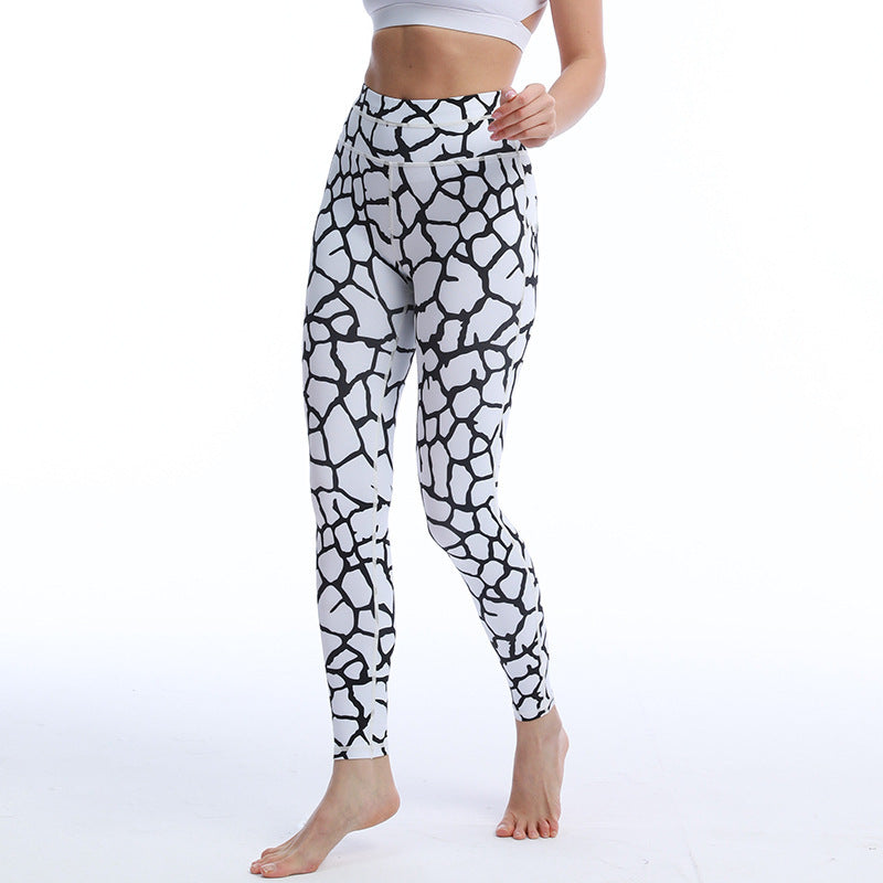 Women Casual High Waist Floral Printed Quick Drying Camouflage Yoga Leggings