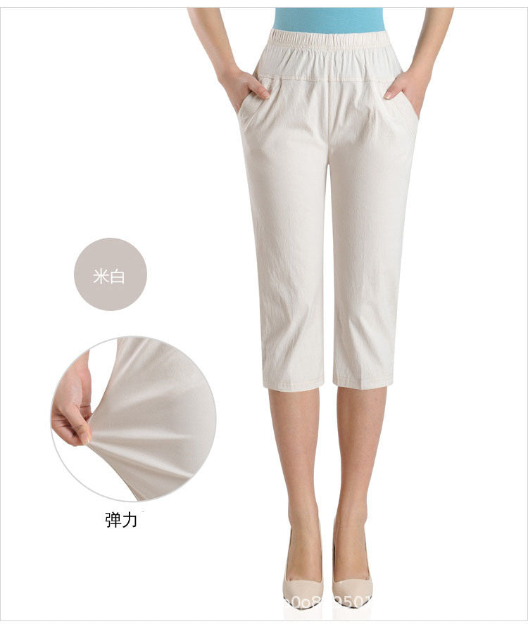 Women Fashion Casual Solid Color Plus Size Cropped Pants