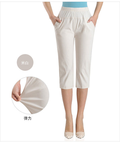 Women Fashion Casual Solid Color Plus Size Cropped Pants