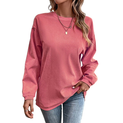Sudadera informal holgada de manga larga con cuello redondo para mujer de otoño e invierno