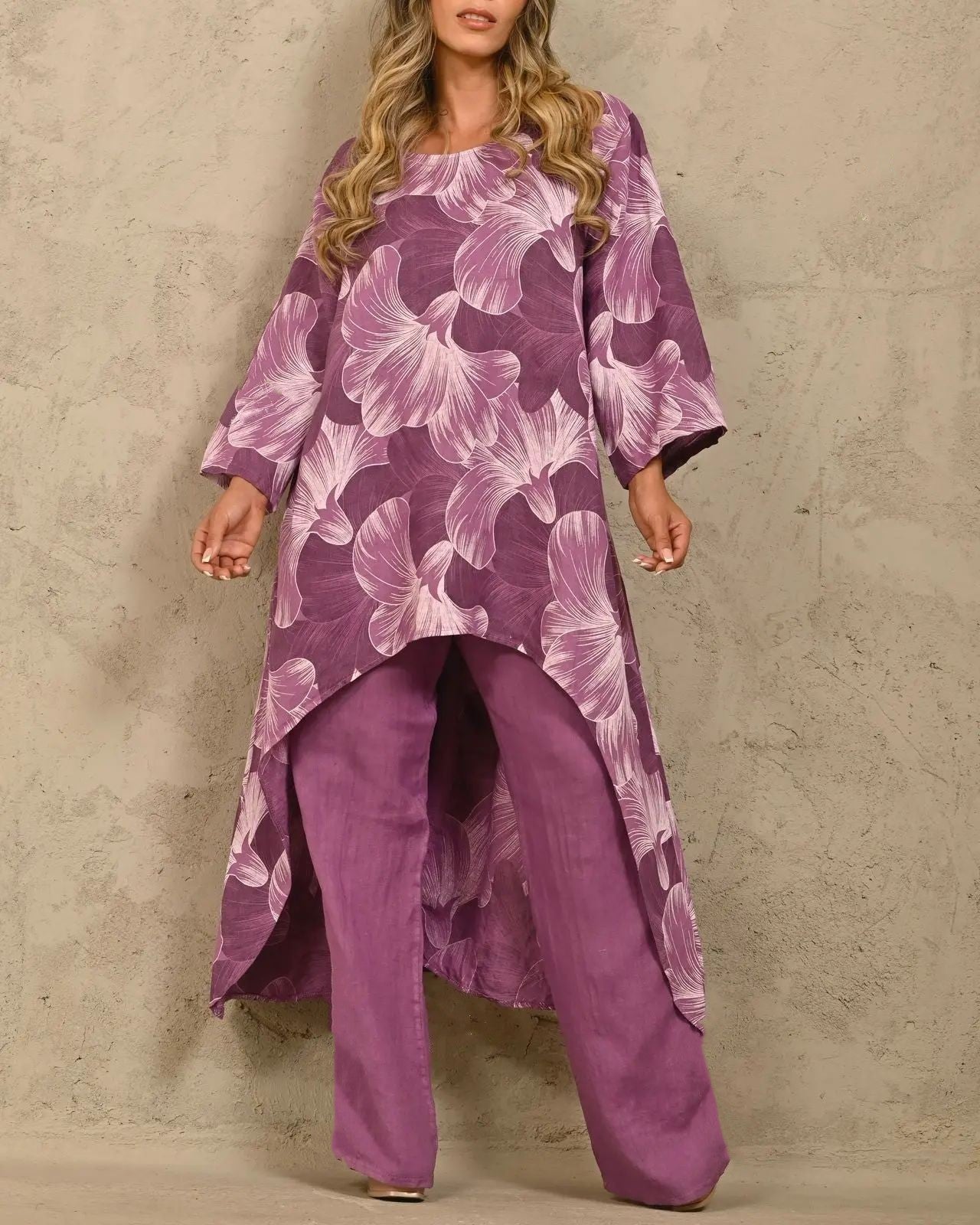 Conjunto de pantalones de manga larga con estampado informal a la moda para mujer
