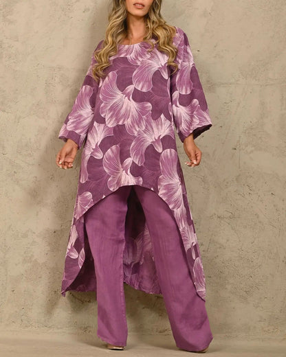 Conjunto de pantalones de manga larga con estampado informal a la moda para mujer
