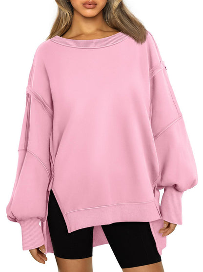 Sudadera informal de cuello redondo y manga larga para mujer