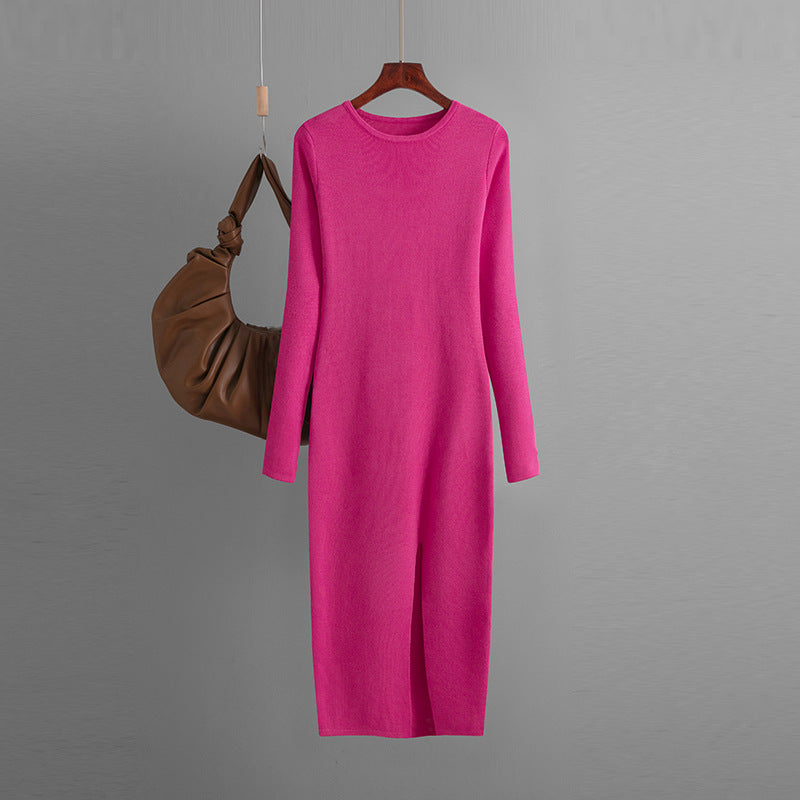 Women Basic Autumn And Winter Casual Solid Color Long Sleeve Knitted Dress