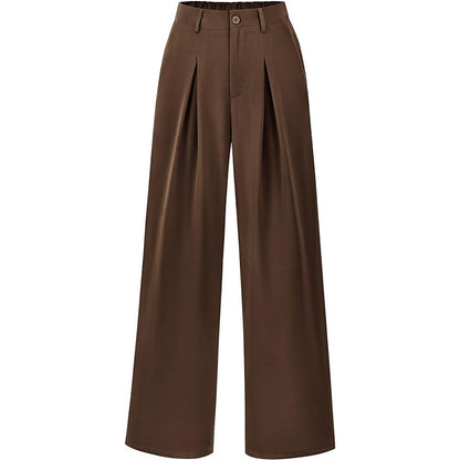 Pantalones casuales de pierna ancha y holgados de color sólido para mujer